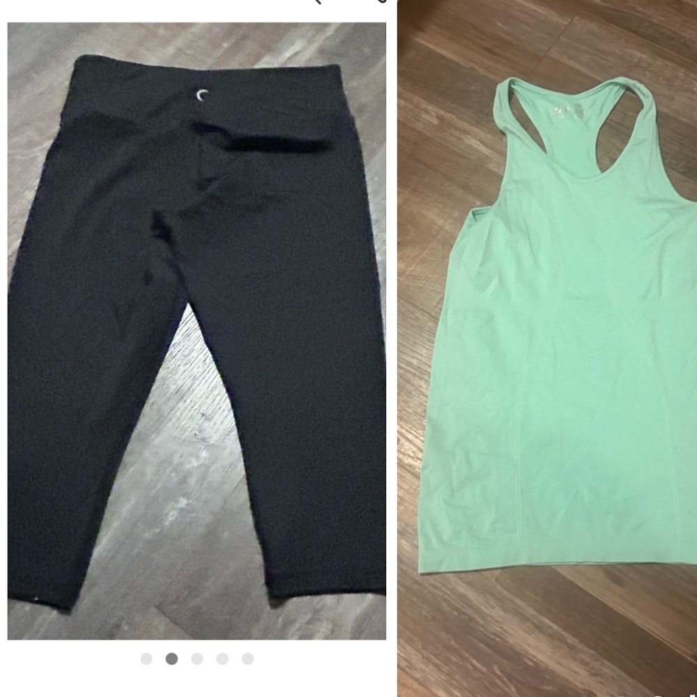 50%offw❤️ Zyia Black Crop Mid Rise Athletic Leggings and tank M 8-10